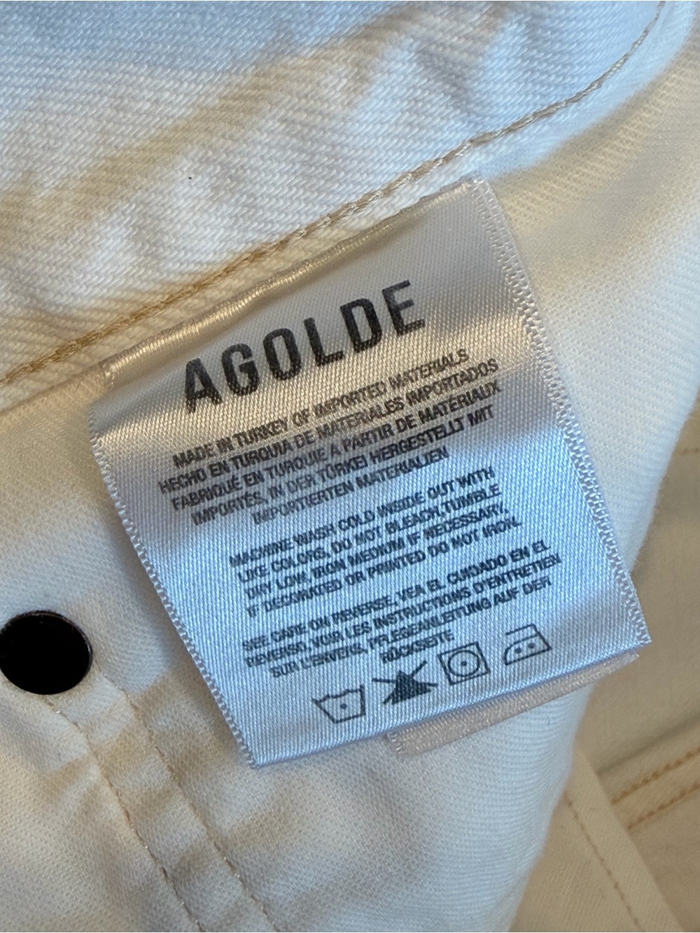 🤍 AGOLDE Parker Denim Shorts White High Rise Button Fly Distressed Size 31 - Picture 10 of 11